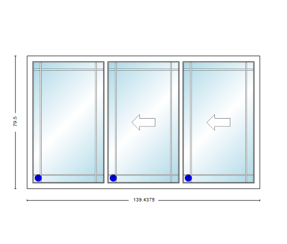 MI V3000 Series 12'0" X 6'8" Vinyl 3 Panel Multi-Slide White Sliding/Gliding Low-E Clear Dual Pane Tempered Glass Knocked Down Patio Door 1618 Grilles Optional