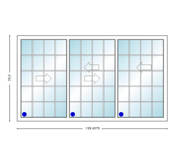 MI V3000 Series 12'0" X 6'8" Vinyl 3 Panel Multi-Slide White Sliding/Gliding Low-E Clear Dual Pane Tempered Glass Knocked Down Patio Door 1618 Grilles Optional