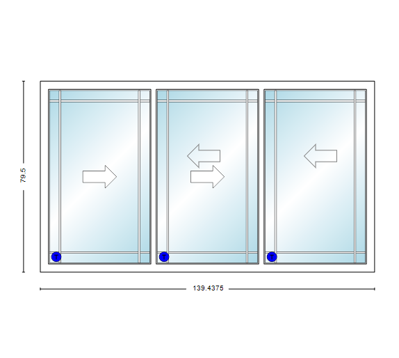 MI V3000 Series 12'0" X 6'8" Vinyl 3 Panel Multi-Slide White Sliding/Gliding Low-E Clear Dual Pane Tempered Glass Knocked Down Patio Door 1618 Grilles Optional
