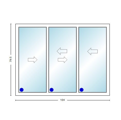 MI V3000 Series 8'8" X 6'8" Vinyl 3 Panel Multi-Slide White Sliding/Gliding Low-E Clear Dual Pane Tempered Glass Knocked Down Patio Door 1618 Grilles Optional