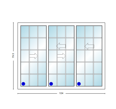 MI V3000 Series 8'8" X 6'8" Vinyl 3 Panel Multi-Slide White Sliding/Gliding Low-E Clear Dual Pane Tempered Glass Knocked Down Patio Door 1618 Grilles Optional
