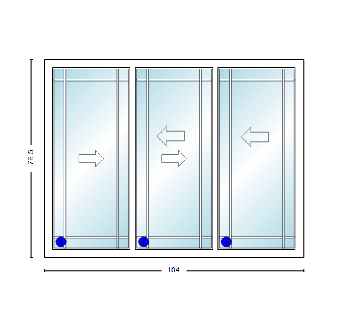 MI V3000 Series 8'8" X 6'8" Vinyl 3 Panel Multi-Slide White Sliding/Gliding Low-E Clear Dual Pane Tempered Glass Knocked Down Patio Door 1618 Grilles Optional