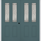 MMI TWIN/DOUBLE 2-1/2 LITE 2 PANEL 6'8" FIBERGLASS SMOOTH NOUVEAU BRASS, NOUVEAU NICKEL, OR NOUVEAU PATINA DECORATIVE GLASS EXTERIOR PREHUNG DOOR 692