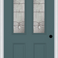 MMI 2-1/2 LITE 2 PANEL 6'8" FIBERGLASS SMOOTH EXPRESSIONS SATIN NICKEL DECORATIVE GLASS EXTERIOR PREHUNG DOOR 692