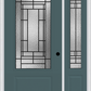 MMI 3/4 Lite 1 Panel 6'8" Fiberglass Smooth Pembrook Patina Exterior Prehung Door With 1 Pembrook Patina 3/4 Lite Decorative Glass Sidelight 608