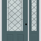 MMI 3/4 Lite 2 Panel 6'8" Fiberglass Smooth Harris Patina Exterior Prehung Door With 1 Harris Patina 3/4 Lite Decorative Glass Sidelight 607