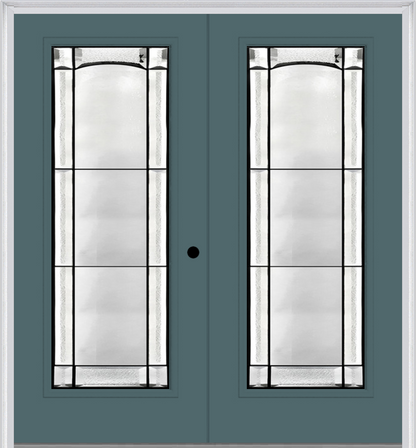 MMI Twin/Double Full Lite 6'8" Fiberglass Smooth Soleil Patina Decorative Glass Exterior Prehung Door 686