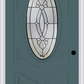MMI SMALL OVAL 2 PANEL DELUXE 6'8" FIBERGLASS SMOOTH BELAIRE PATINA DECORATIVE GLASS EXTERIOR PREHUNG DOOR 749