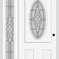 MMI Small Oval 2 Panel 3'0" X 6'8" Fiberglass Smooth Grace Nickel Or Grace Patina Exterior Prehung Door With 1 Full Lite Grace Nickel/Patina Decorative Glass Sidelight 949