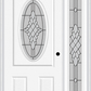 MMI Small Oval 2 Panel 3'0" X 6'8" Fiberglass Smooth Grace Nickel Or Grace Patina Exterior Prehung Door With 1 Full Lite Grace Nickel/Patina Decorative Glass Sidelight 949