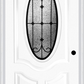 MMI Small Oval 2 Panel Deluxe 6'8" Fiberglass Smooth Chateau Wrought Iron Decorative Glass Exterior Prehung Door 749