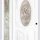 MMI Small Oval 2 Panel Deluxe 3'0" X 6'8" Fiberglass Smooth Heirlooms Brass Or Heirlooms Satin Nickel Exterior Prehung Door With 1 Full Lite Heirlooms Brass/Satin Nickel Decorative Glass Sidelight 749