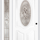 MMI Small Oval 2 Panel Deluxe 3'0" X 6'8" Fiberglass Smooth Heirlooms Brass Or Heirlooms Satin Nickel Exterior Prehung Door With 1 Full Lite Heirlooms Brass/Satin Nickel Decorative Glass Sidelight 749