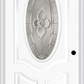 MMI SMALL OVAL 2 PANEL DELUXE 6'8" FIBERGLASS SMOOTH NOUVEAU BRASS, NOUVEAU NICKEL, OR NOUVEAU PATINA DECORATIVE GLASS EXTERIOR PREHUNG DOOR 749