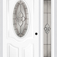 MMI SMALL OVAL 2 PANEL DELUXE 3'0" X 6'8" FIBERGLASS SMOOTH NOUVEAU BRASS, NOUVEAU NICKEL, OR NOUVEAU PATINA EXTERIOR PREHUNG DOOR WITH 1 FULL LITE NOUVEUA BRASS/NICKEL/PATINA DECORATIVE GLASS SIDELIGHT 749