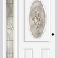 MMI Small Oval 2 Panel 3'0" X 6'8" Fiberglass Smooth Heirlooms Brass Or Heirlooms Satin Nickel Exterior Prehung Door With 1 Full Lite Heirlooms Brass/Satin Nickel Decorative Glass Sidelight 949