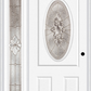 MMI Small Oval 2 Panel 3'0" X 6'8" Fiberglass Smooth Heirlooms Brass Or Heirlooms Satin Nickel Exterior Prehung Door With 1 Full Lite Heirlooms Brass/Satin Nickel Decorative Glass Sidelight 949