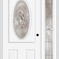 MMI Small Oval 2 Panel 3'0" X 6'8" Fiberglass Smooth Heirlooms Brass Or Heirlooms Satin Nickel Exterior Prehung Door With 1 Full Lite Heirlooms Brass/Satin Nickel Decorative Glass Sidelight 949