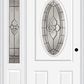 MMI Small Oval 2 Panel 3'0" X 6'8" Fiberglass Smooth Nouveau Nickel Or Nouveau Patina Exterior Prehung Door With 1 Nouveau Brass/Nickel/Patina 3/4 Lite Decorative Glass Sidelight 949