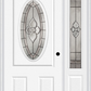 MMI Small Oval 2 Panel 3'0" X 6'8" Fiberglass Smooth Nouveau Nickel Or Nouveau Patina Exterior Prehung Door With 1 Nouveau Brass/Nickel/Patina 3/4 Lite Decorative Glass Sidelight 949