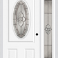 MMI Small Oval 2 Panel 3'0" X 6'8" Fiberglass Smooth Nouveau Nickel Or Nouveau Patina Exterior Prehung Door With 1 Full Lite Nouveau Brass/Nickel/Patina Decorative Glass Sidelight 949