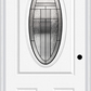 MMI SMALL OVAL 2 PANEL 6'8" FIBERGLASS SMOOTH ROYAL PATINA DECORATIVE GLASS EXTERIOR PREHUNG DOOR 949