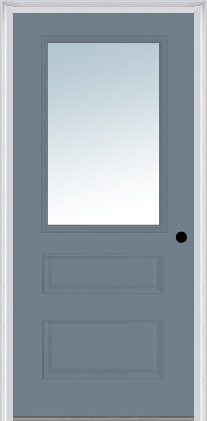 MMI 1/2 Lite Horizontal 2 Panel 3'0" X  6'8" Fiberglass Smooth Clear Glass Exterior Prehung Door 631