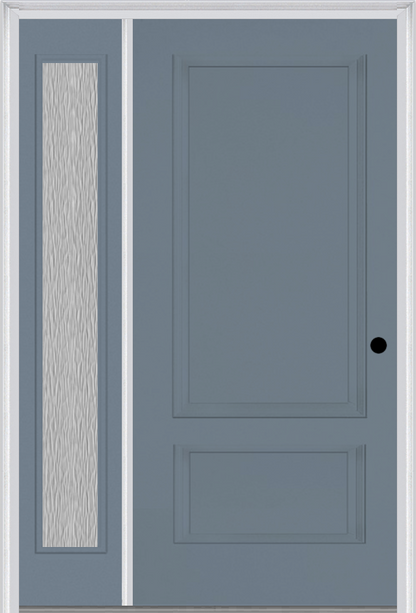 MMI 2 Panel 3'0" X 6'8" Fiberglass Smooth Exterior Prehung Door With 1 Full Lite Clear Or Privacy/Textured Glass Sidelight 110