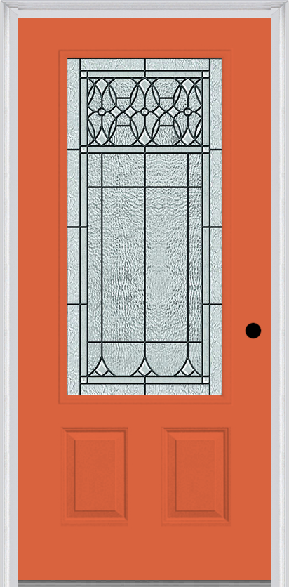 MMI 3/4 Lite 2 Panel 3'0" X 6'8" Fiberglass Smooth Selwyn Patina Decorative Glass Exterior Prehung Door 607