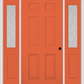 MMI 6 Panel 3'0" X 6'8" Fiberglass Smooth Exterior Prehung Door With 2 Half Lite Clear Or Privacy/Textured Glass Sidelights 21