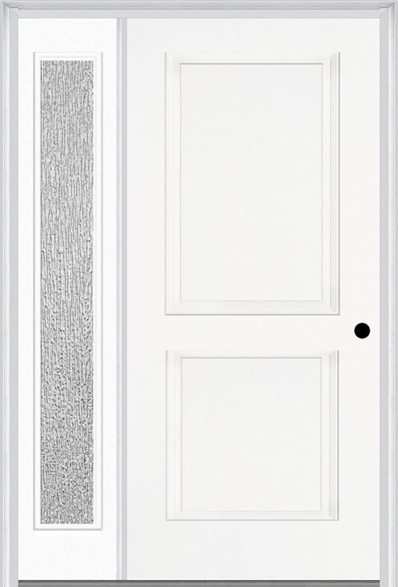 MMI TRUE 2 PANEL 3'0" X 6'8" FIBERGLASS SMOOTH EXTERIOR PREHUNG DOOR WITH 1 FULL LITE CLEAR OR PRIVACY/TEXTURED GLASS SIDELIGHT 20