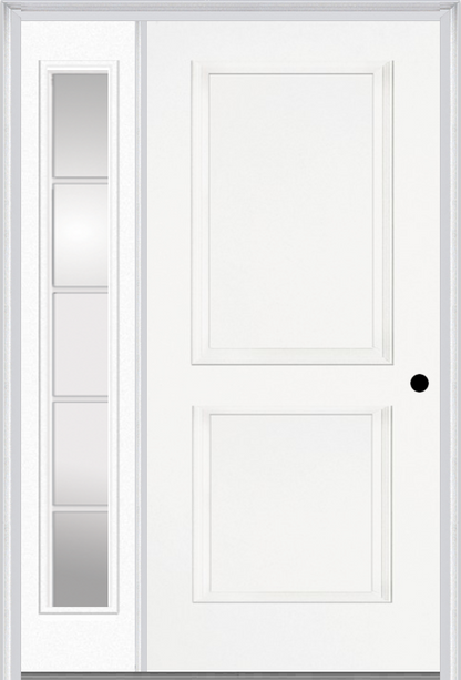 MMI TRUE 2 PANEL 3'0" X 6'8" FIBERGLASS SMOOTH EXTERIOR PREHUNG DOOR WITH 1 FULL LITE SDL GRILLES GLASS SIDELIGHT 20