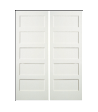 REEB Twin/Double 6'8 X 1-3/8 Or 1-3/4 5 Panel Equal Primed Flat Shaker Sticking Interior Prehung Door PR8755