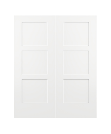JELDWEN Twin/Double Molded Birkdale 6'8 X 1-3/8 Craftsman Sticking 3 Flat Panel Smooth Surface Hollow/Solid Interior Prehung Door