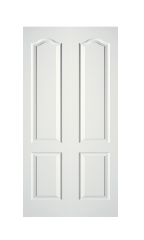 JELDWEN Twin/Double Molded Camden 6'8 X 1-3/8 Cove And Bead Sticking 2 Panel Arch Top Grained Surface Hollow/Solid Interior Prehung Door