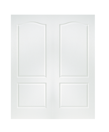 JELDWEN Twin/Double Molded Camden 6'8 X 1-3/8 Cove And Bead Sticking 2 Panel Arch Top Grained Surface Hollow/Solid Interior Prehung Door