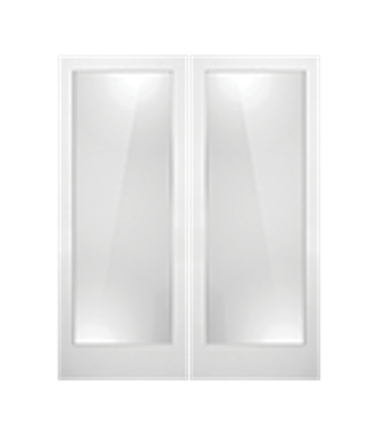 Twin/Double 1 Lite Clear/Frosted 6'8" X 1-3/8 Primed Pine Shaker Tempered Glass Interior French Prehung Door