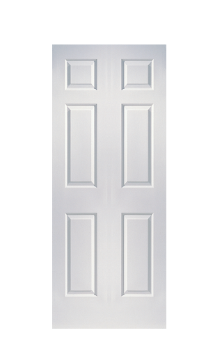 JELDWEN TWIN/DOUBLE MOLDED COLONIST 6'8 X 1-3/8 COVE AND BEAD STICKING 6 PANEL GRAINED SURFACE HOLLOW/SOLID INTERIOR PREHUNG DOOR