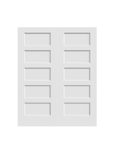 JELDWEN Twin/Double Molded Conmore 6'8 X 1-3/8 Stepped Sticking 5 Flat Panel Smooth Surface Hollow/Solid Interior Prehung Door