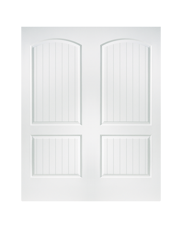 JELDWEN Twin/Double Molded Santa Fe 6'8 X 1-3/8 Ovolo Sticking 2 Panel Arch Top Planked Smooth Surface Hollow/Solid Interior Prehung Door