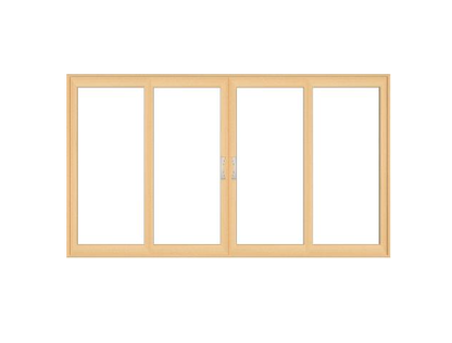 PELLA Lifestyle Series Contemporary 4 Panel OXXO 188.125" X 95.5" Advanced Low-E Insulating Tempered Argon Fill Glass Assembled Sliding/Gliding Patio Door Grilles/Screen Options