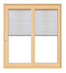 PELLA 95.25" X 95.5" Lifestyle Series Contemporary 2 Panel Hinged Glass With Manual Blinds/Shades Advanced Low-E Insulating Tempered Argon Fill Glass Assembled Sliding/Gliding Patio Door Screen Option