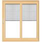 PELLA 59.25" X 81.5"Lifestyle Series Contemporary 2 Panel Hinged Glass With Manual Blinds/Shades Advanced Low-E Insulating Tempered Argon Fill Glass Assembled Sliding/Gliding Patio Door Screen Option