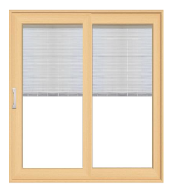 PELLA 95.25" X 79.5" Lifestyle Series Contemporary 2 Panel Hinged Glass With Manual Blinds/Shades Advanced Low-E Insulating Tempered Argon Fill Glass Assembled Sliding/Gliding Patio Door Screen Option