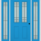 MMI 2-1/2 Lite 2 Panel 6'8" Fiberglass Smooth Beaufort Patina Exterior Prehung Door With 2 Full Lite Beaufort Patina Decorative Glass Sidelights 692