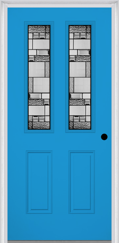 MMI 2-1/2 Lite 2 Panel 6'8" Fiberglass Smooth Metro Patina Decorative Glass Exterior Prehung Door 692