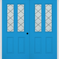 MMI TWIN/DOUBLE 2-1/2 LITE 2 PANEL 6'8" FIBERGLASS SMOOTH HARRIS PATINA DECORATIVE GLASS EXTERIOR PREHUNG DOOR 692