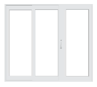 PELLA Lifestyle Series Contemporary 3 Panel OXO 126" X 79.5" Advanced Low-E Insulating Tempered Argon Fill Glass Assembled Sliding/Gliding Patio Door Grilles/Screen Options