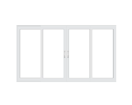 PELLA Lifestyle Series Contemporary 4 Panel OXXO 116.125" X 79.5" Advanced Low-E Insulating Tempered Argon Fill Glass Assembled Sliding/Gliding Patio Door Grilles/Screen Options