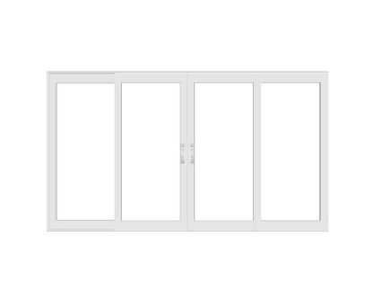 PELLA Lifestyle Series Contemporary 4 Panel OXXO 116.125" X 95.5" Advanced Low-E Insulating Tempered Argon Fill Glass Assembled Sliding/Gliding Patio Door Grilles/Screen Options